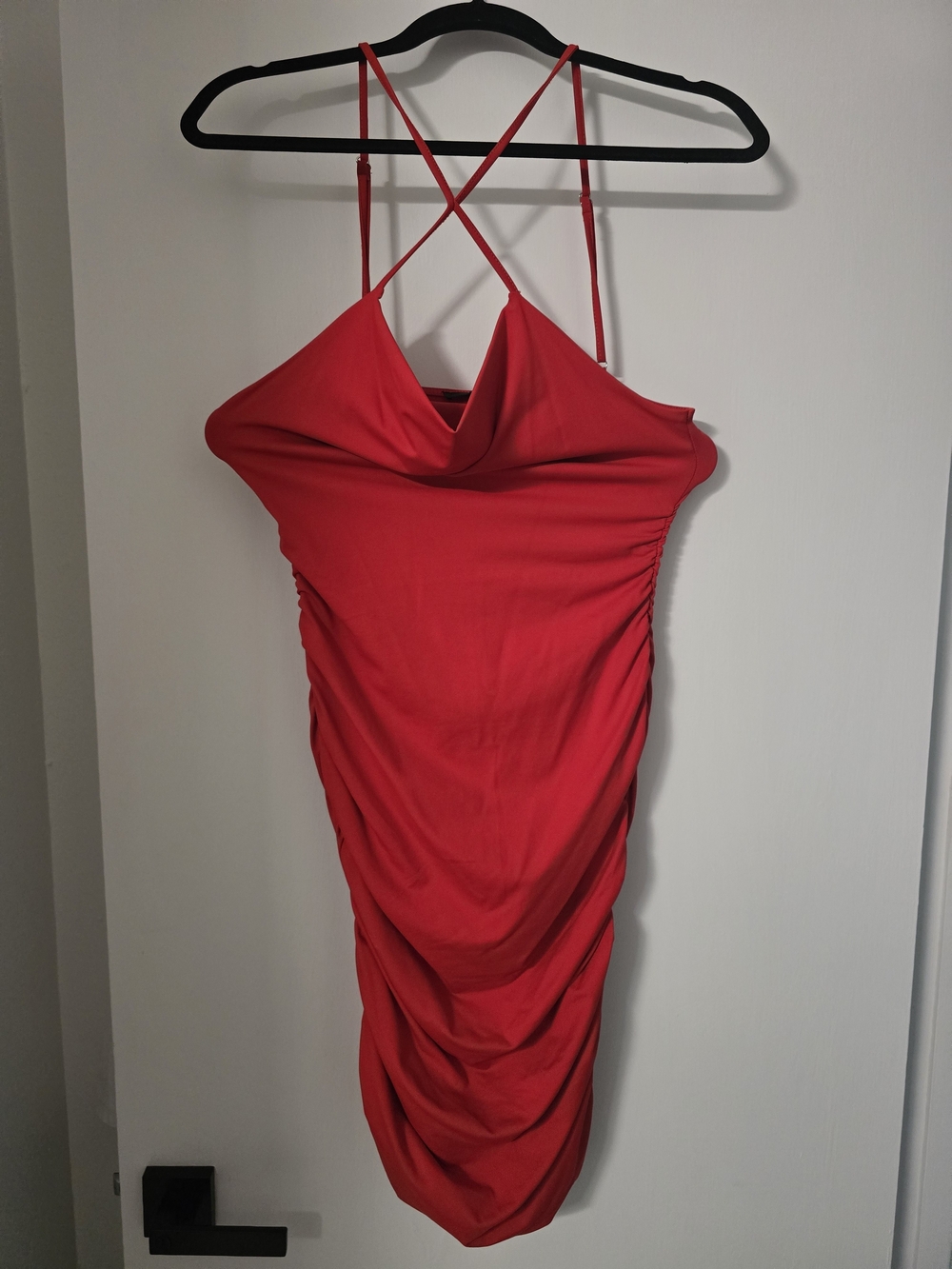 Forever 21 Red Ruched Cowl-Neck Midi Dress